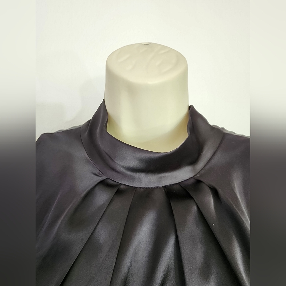 Donna Ricco Dress Satin Bodice Tie Back Sash Black Soze 4 - Picture 3 of 13